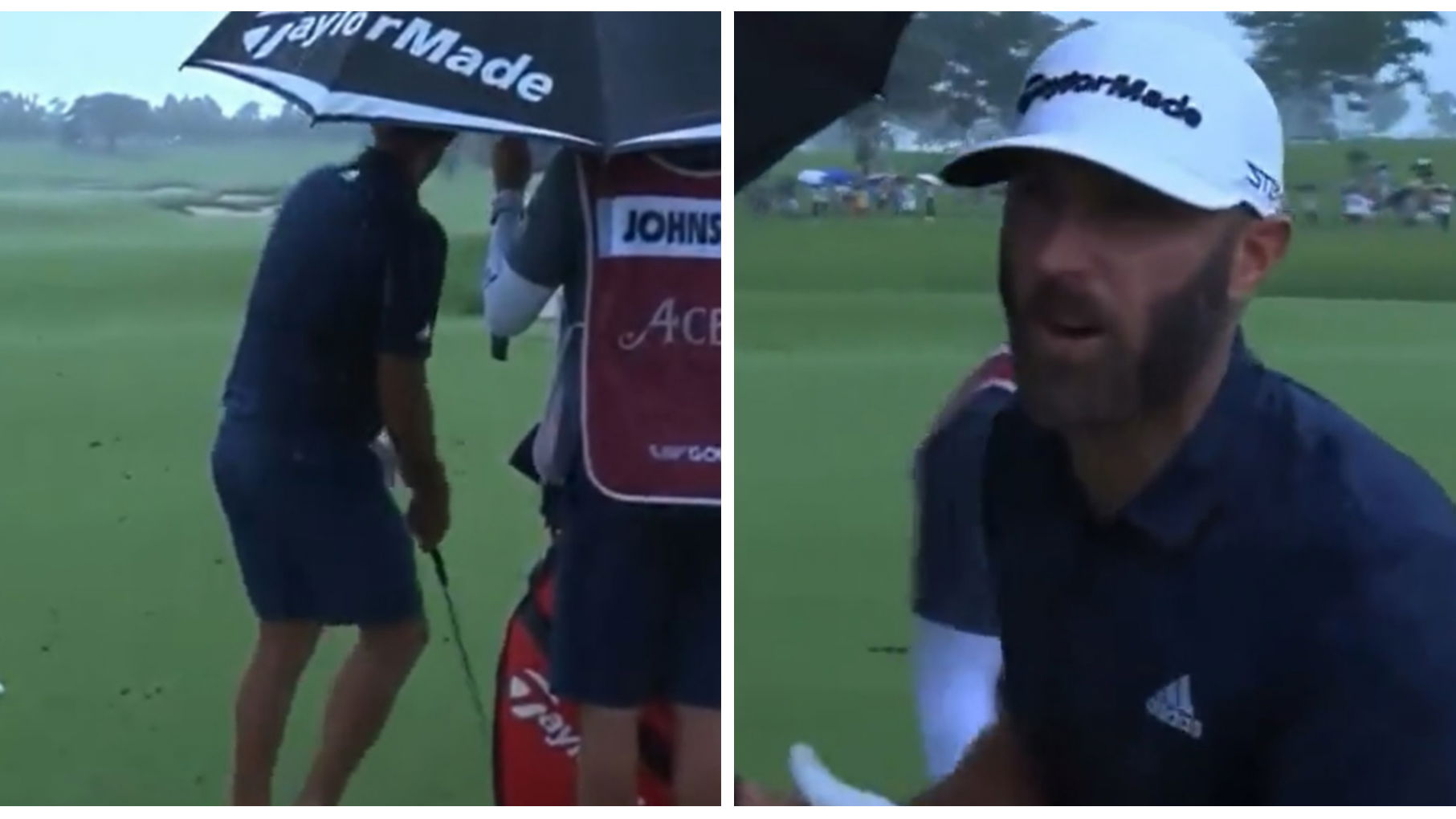 WATCH: Jumpy Dustin Johnson DID NOT like the thunder at LIV Golf Bangkok